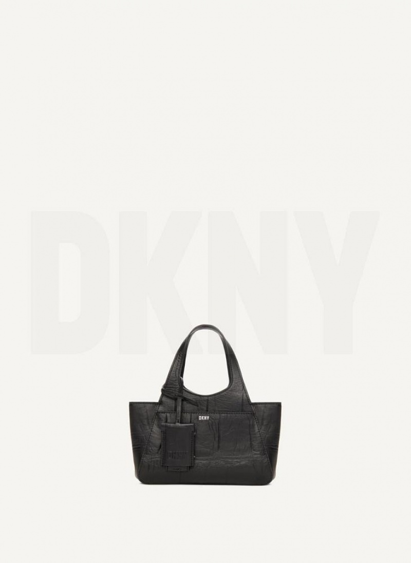 DKNY The Croc Mini Effortless Tote Women's Crossbody Bags Black | Ireland_D1766