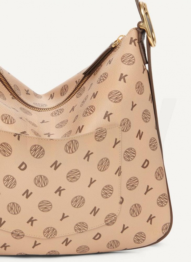 DKNY The Medium Logo Optimist Women's Tote Bags Brown | Ireland_D1282