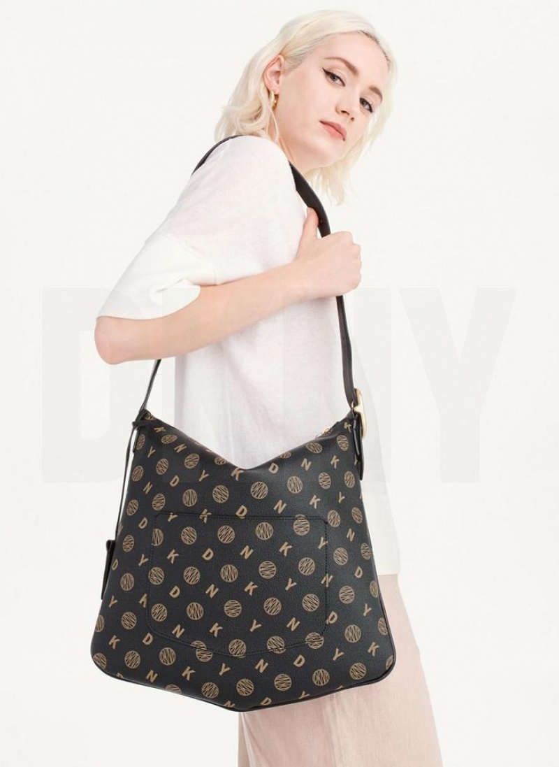 DKNY The Medium Logo Optimist Women's Tote Bags Black | Ireland_D1706