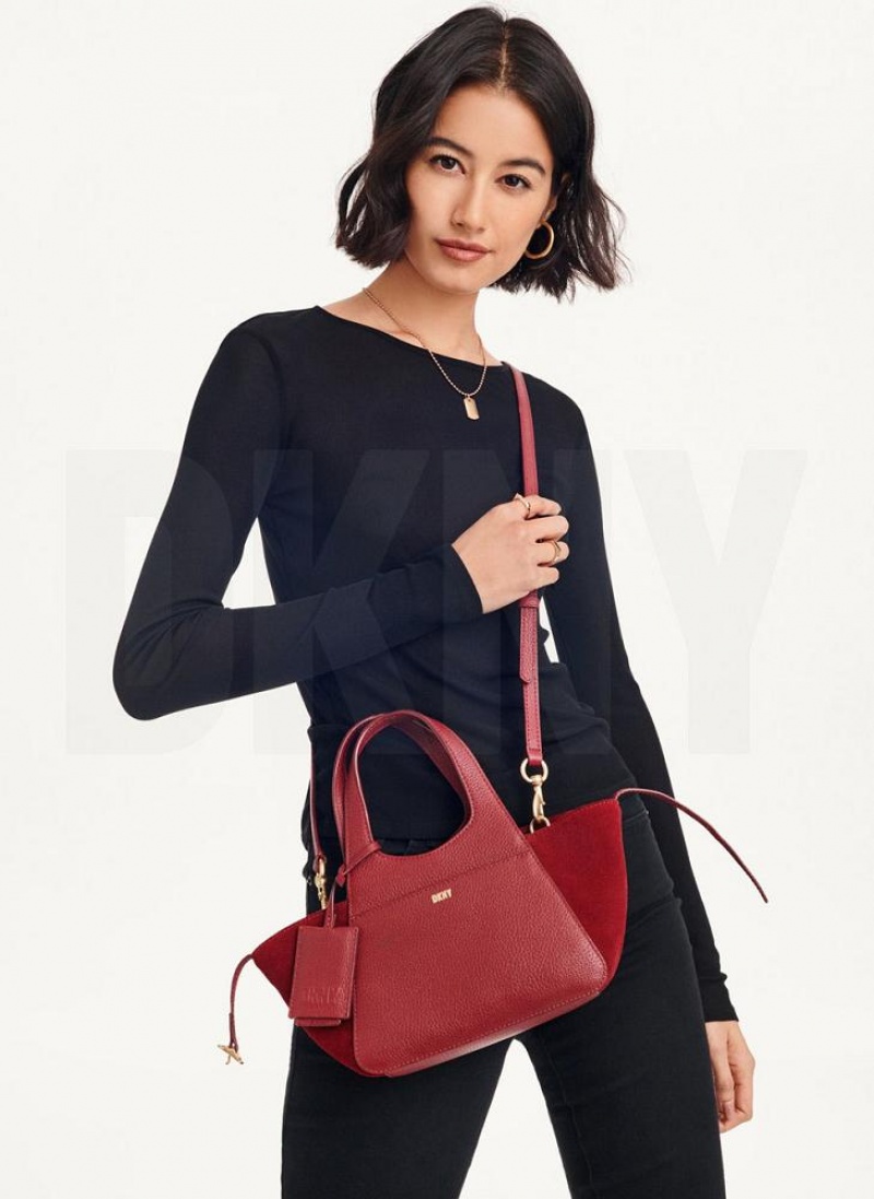 DKNY The Mini Effortless Tote Women's Crossbody Bags Burgundy | Ireland_D0405