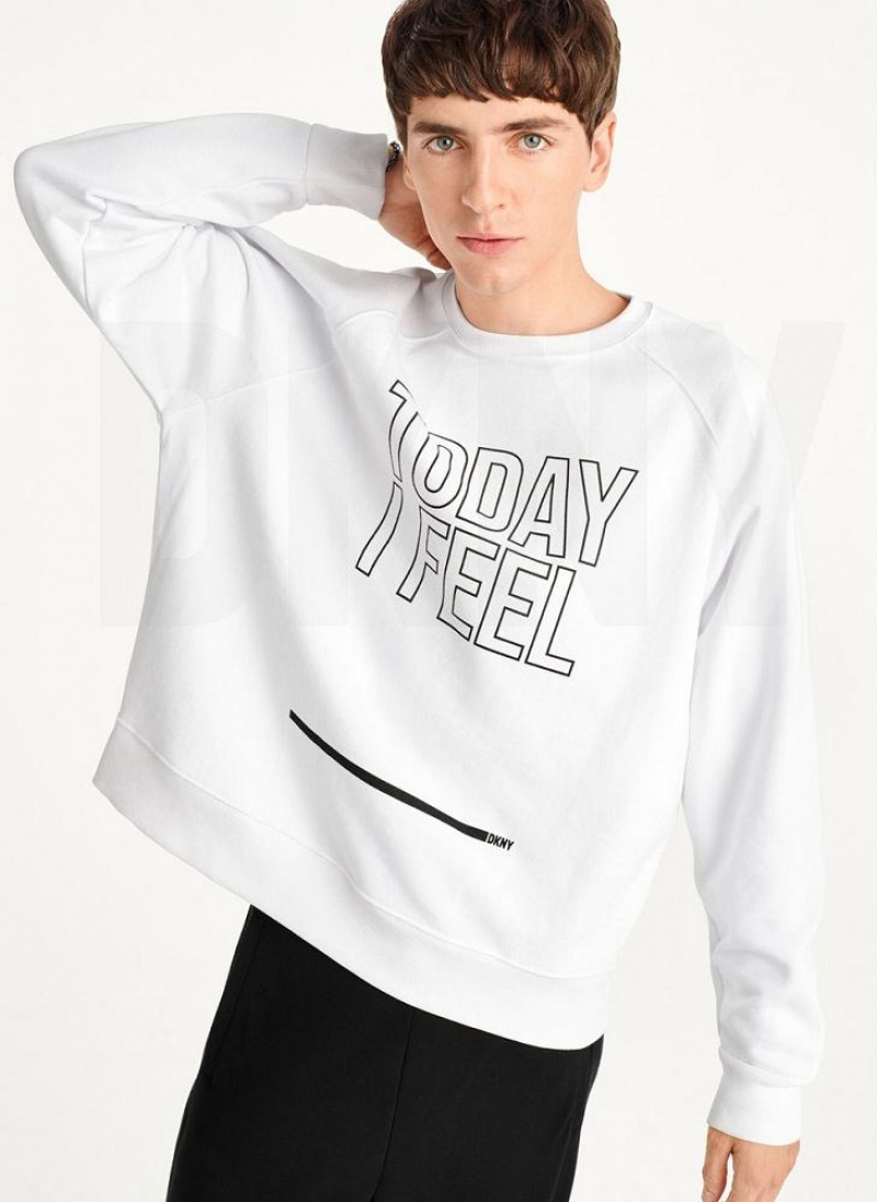 DKNY Today I Feel Men's Sweatshirts White | Ireland_D0832