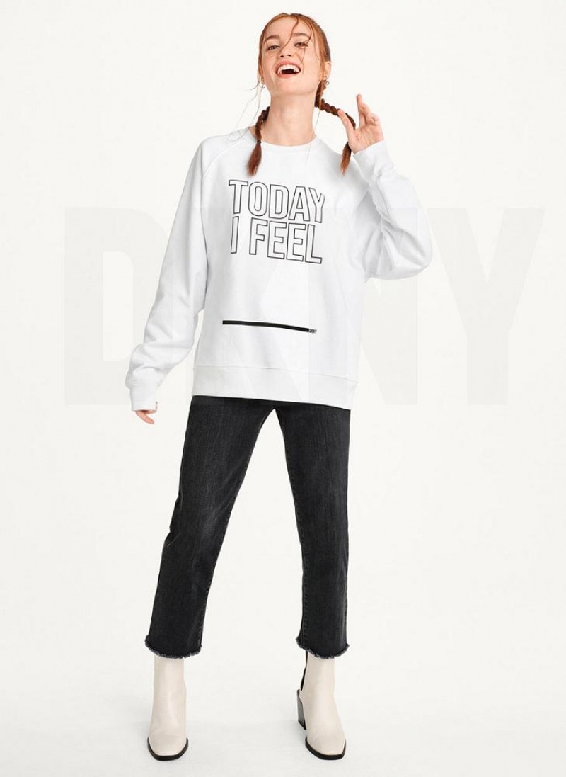 DKNY Today I Feel Men's Sweatshirts White | Ireland_D0832