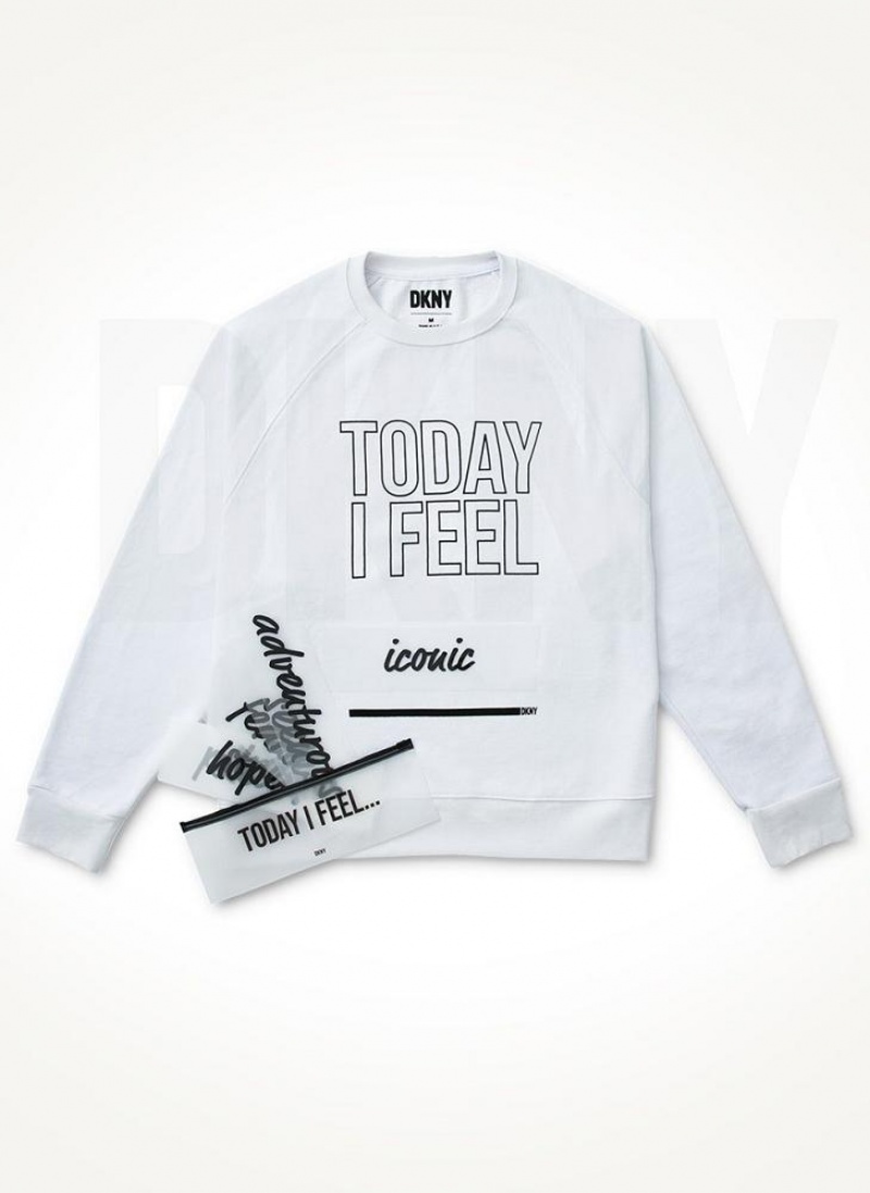 DKNY Today I Feel Men\'s Sweatshirts White | Ireland_D0832