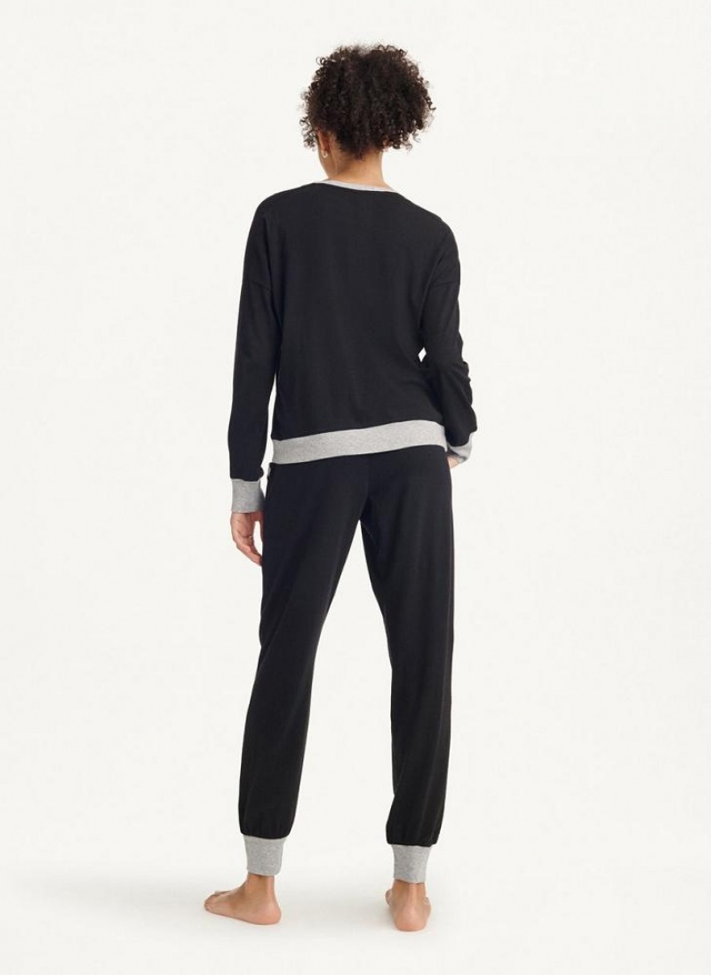 DKNY Top And Jogger Sleep Set Women's Pajamas Black | Ireland_D0795