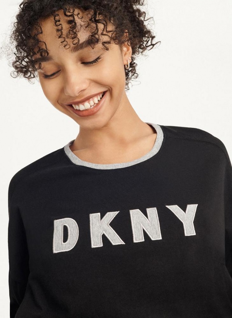 DKNY Top And Jogger Sleep Set Women's Pajamas Black | Ireland_D0795