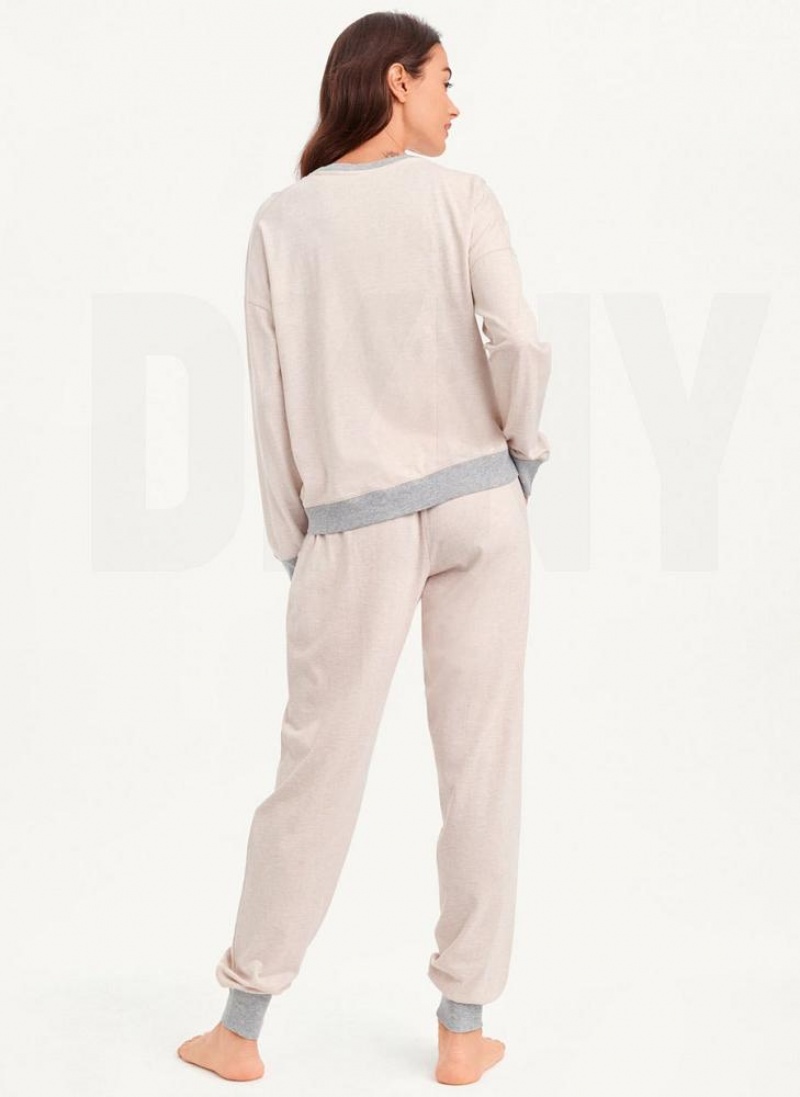 DKNY Top And Jogger Sleep Set Women's Pajamas Pink | Ireland_D1050