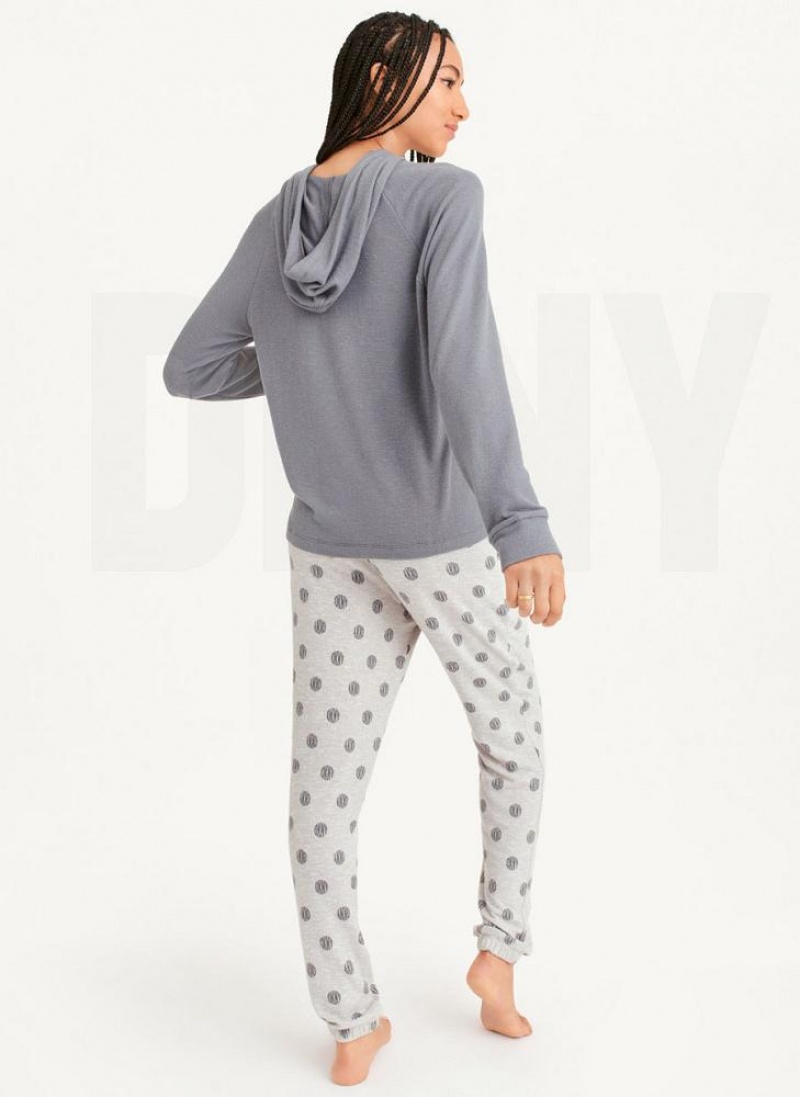 DKNY Top And Jogger Sleep Set Women's Pajamas Grey | Ireland_D1614