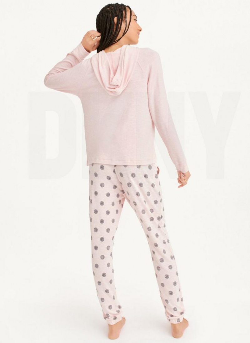 DKNY Top And Jogger Sleep Set Women's Pajamas Pink | Ireland_D1740