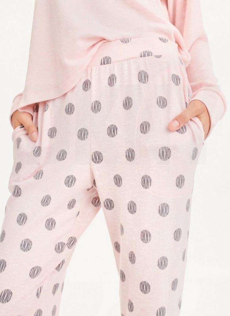 DKNY Top And Jogger Sleep Set Women's Pajamas Pink | Ireland_D1740