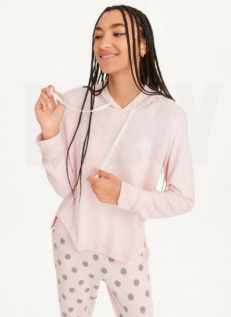 DKNY Top And Jogger Sleep Set Women\'s Pajamas Pink | Ireland_D1740