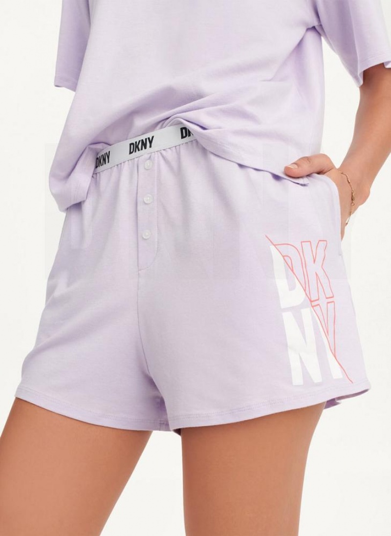 DKNY Top & Boxer Sleep Set Women's Pajamas Purple | Ireland_D1419