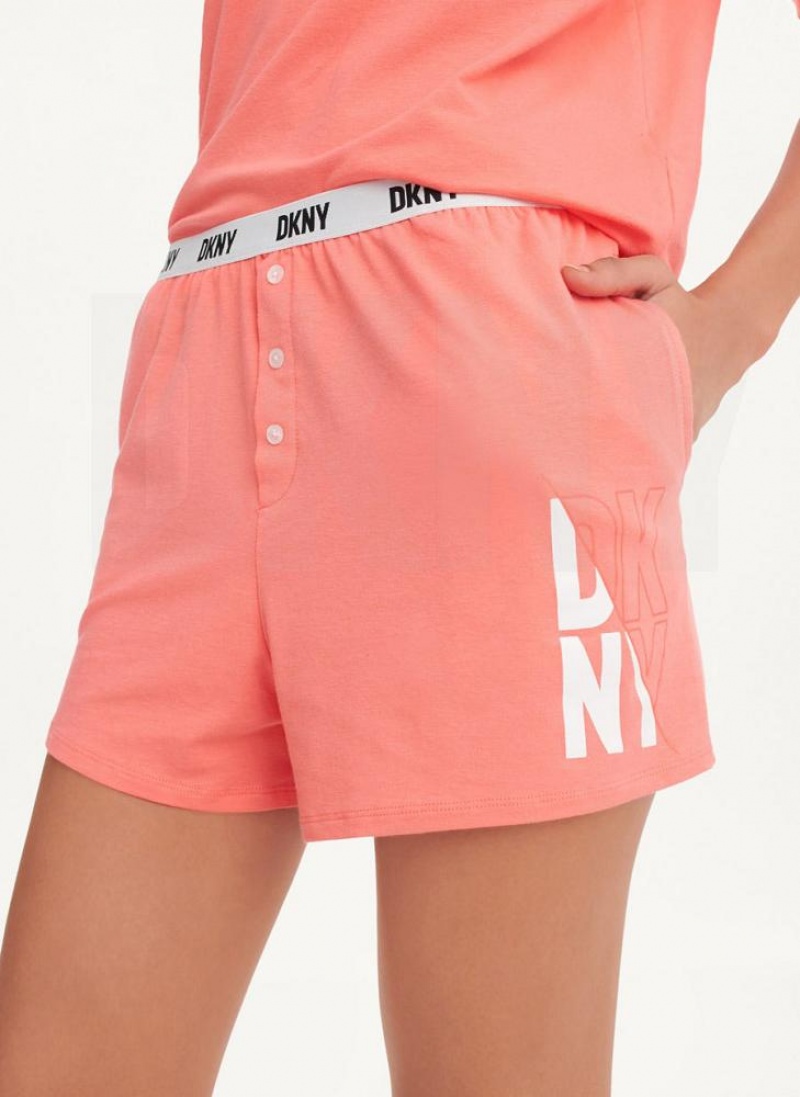 DKNY Top & Boxer Sleep Set Women's Pajamas Pink | Ireland_D0587