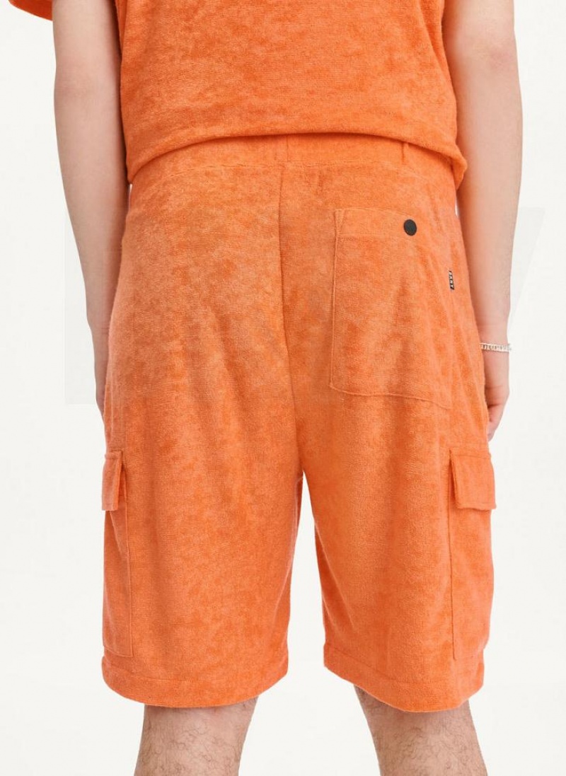 DKNY Toweling Cargo Men's Shorts Orange | Ireland_D1734