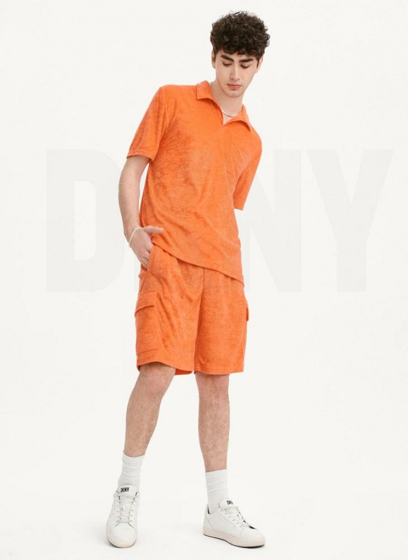 DKNY Toweling Cargo Men's Shorts Orange | Ireland_D1734