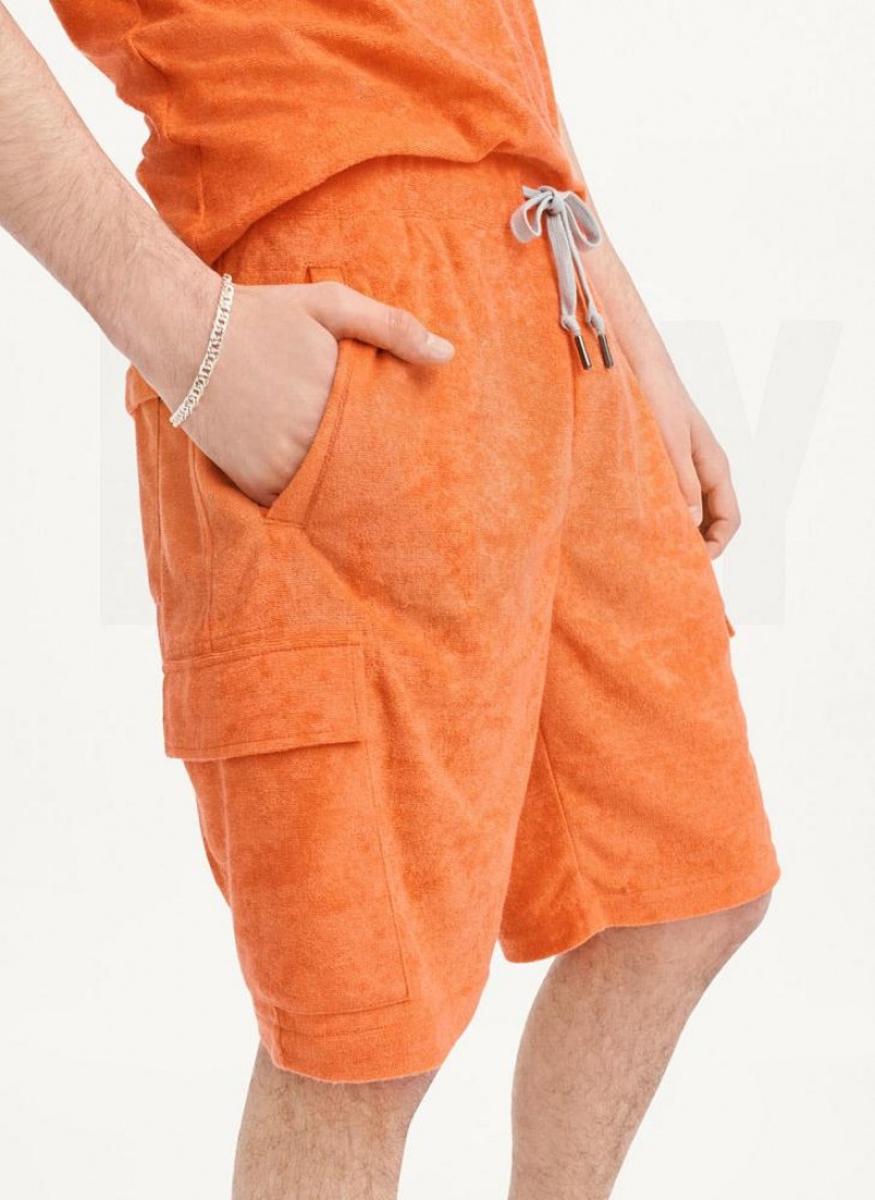 DKNY Toweling Cargo Men's Shorts Orange | Ireland_D1734