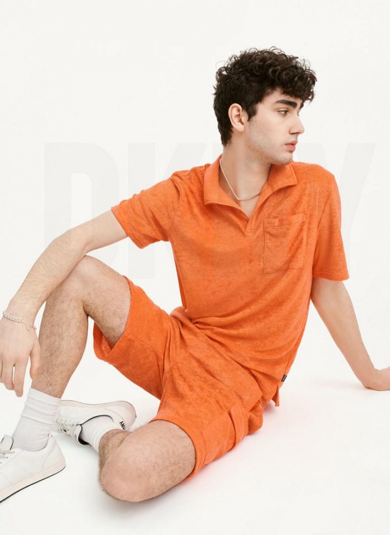 DKNY Toweling Cargo Men's Shorts Orange | Ireland_D1734