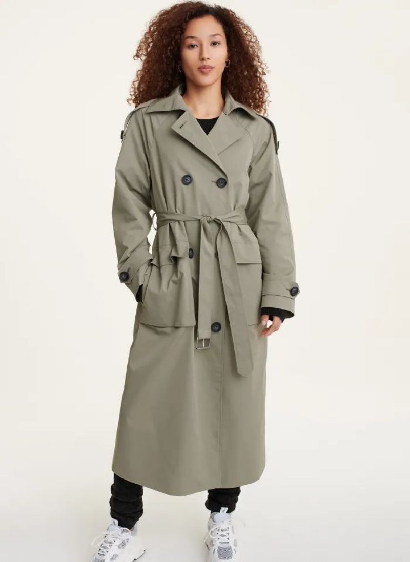 DKNY Trench Women\'s Coats Olive | Ireland_D1954