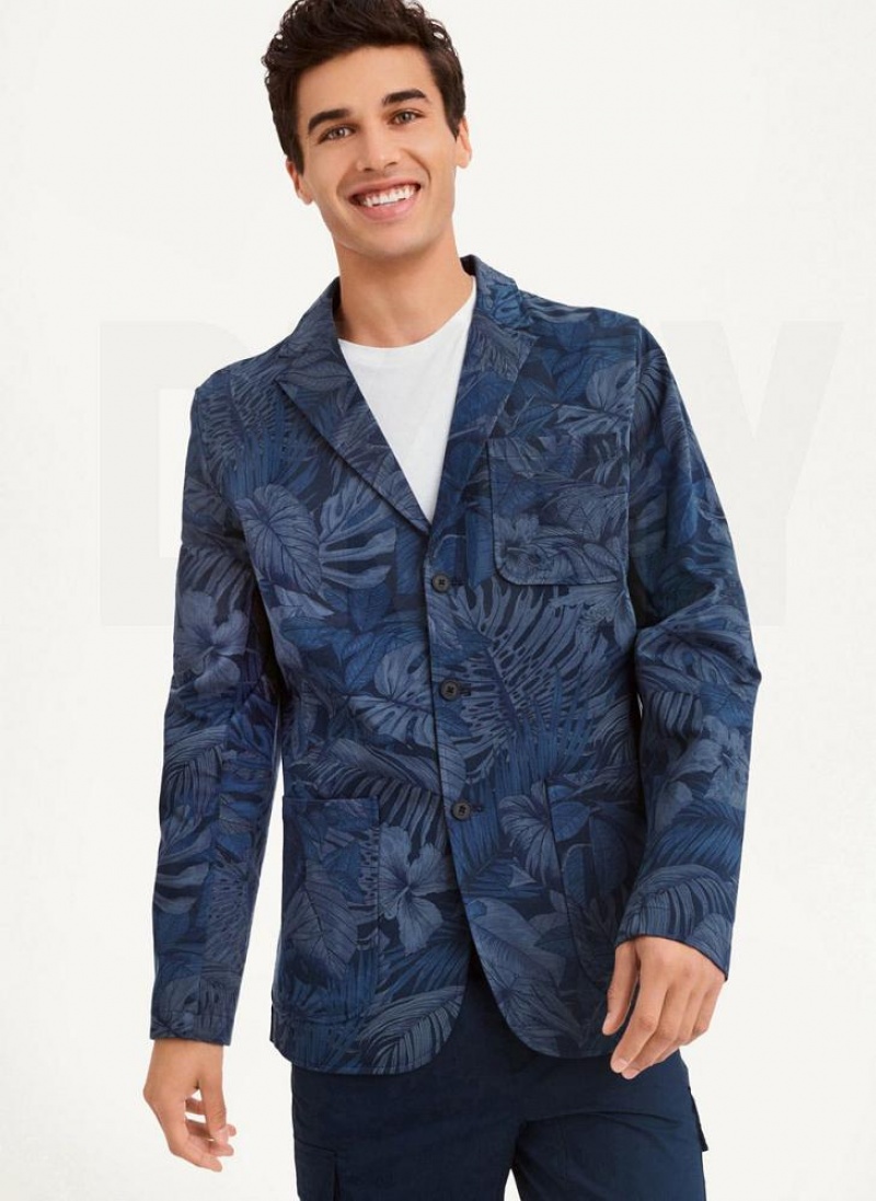 DKNY Tropical Print Men\'s Blazers Navy | Ireland_D0767