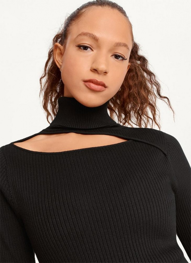 DKNY Turtleneck Sweater Women's Dress Black | Ireland_D1066