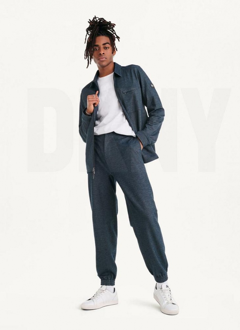 DKNY Twill Knit Men's Joggers Navy | Ireland_D1154