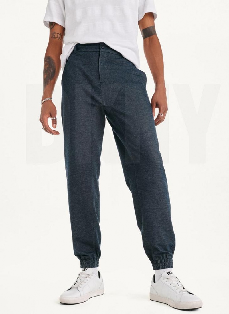 DKNY Twill Knit Men\'s Joggers Navy | Ireland_D1154