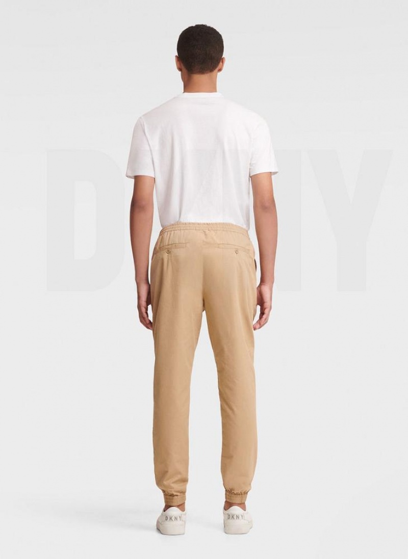 DKNY Twill Men's Joggers Khaki | Ireland_D0820