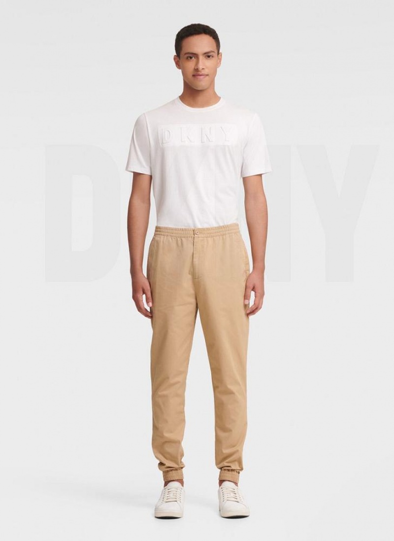 DKNY Twill Men's Joggers Khaki | Ireland_D0820