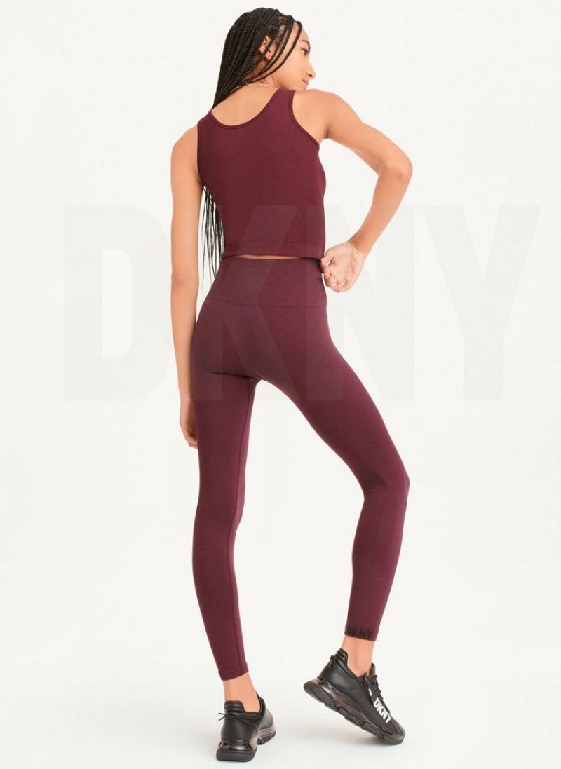 DKNY Twill Seamless Women's Leggings Burgundy | Ireland_D1116