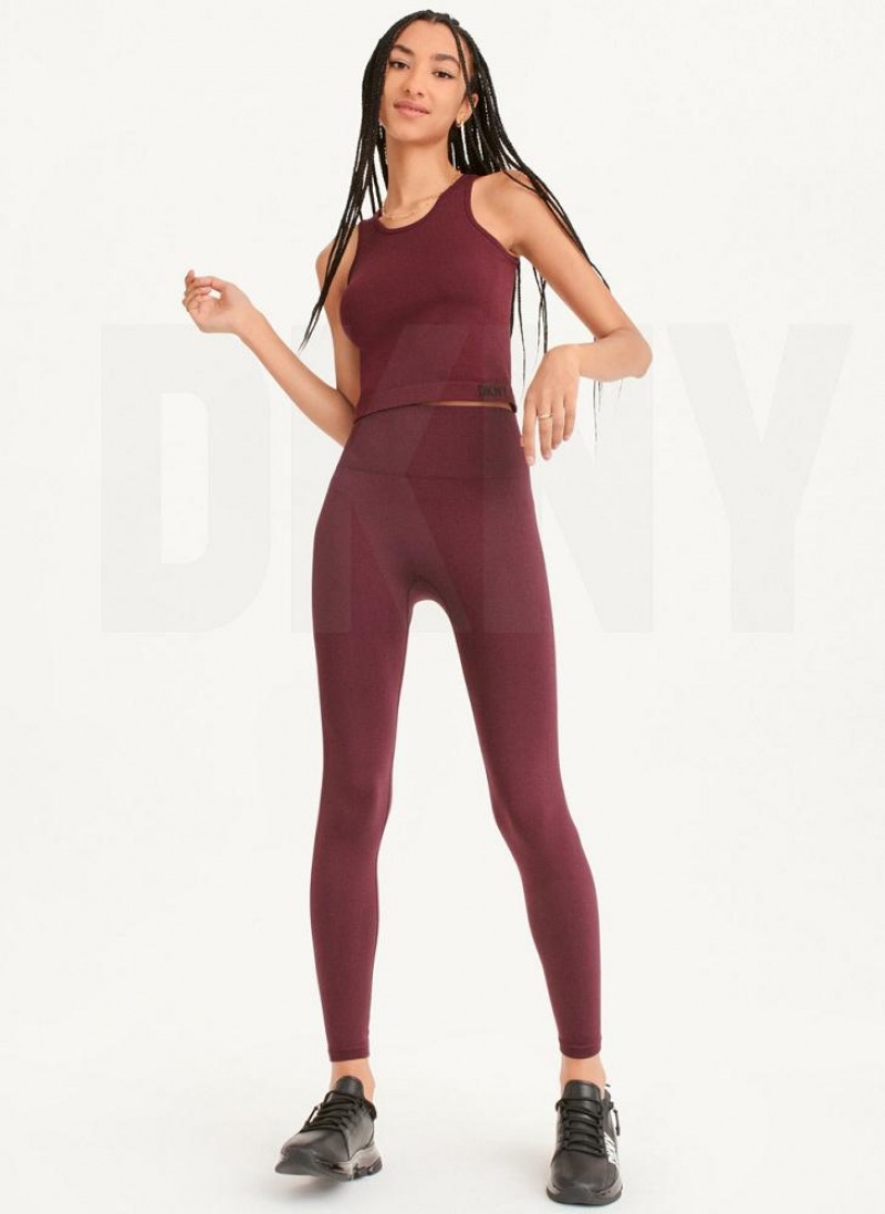 DKNY Twill Seamless Women's Leggings Burgundy | Ireland_D1116