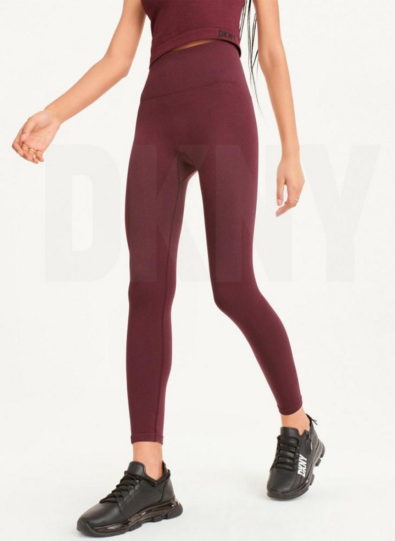 DKNY Twill Seamless Women\'s Leggings Burgundy | Ireland_D1116