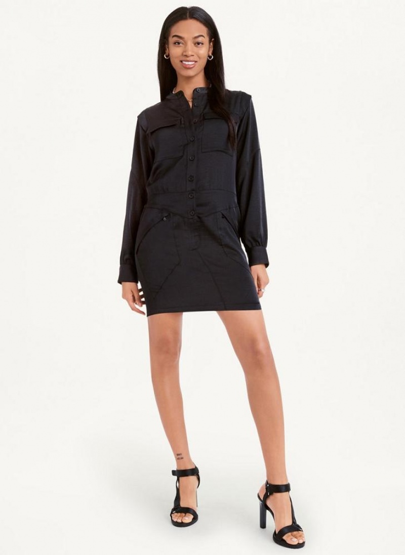 DKNY Two Pocket Mini Women's Dress Black | Ireland_D1582