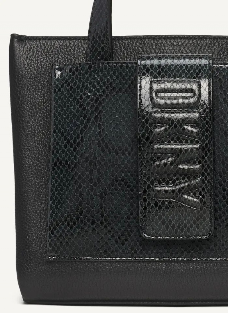 DKNY Uptown Exotic Leather Small Women's Tote Bags Black | Ireland_D0834