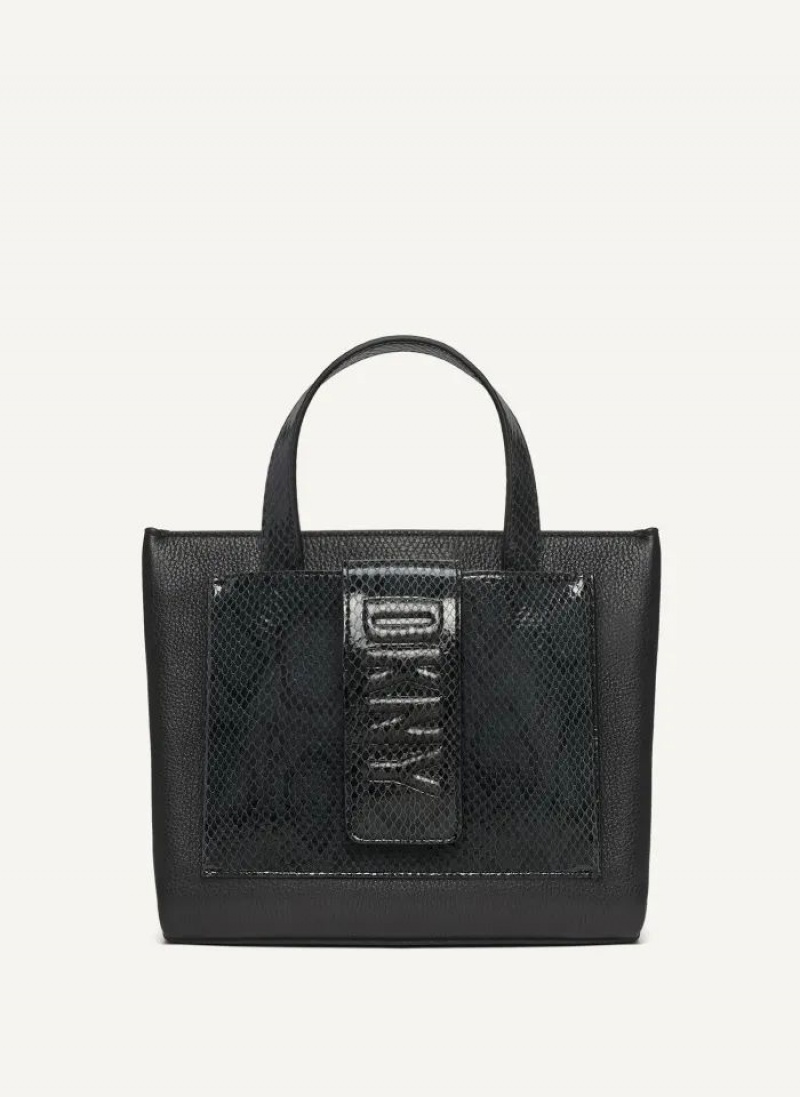 DKNY Uptown Exotic Leather Small Women\'s Tote Bags Black | Ireland_D0834