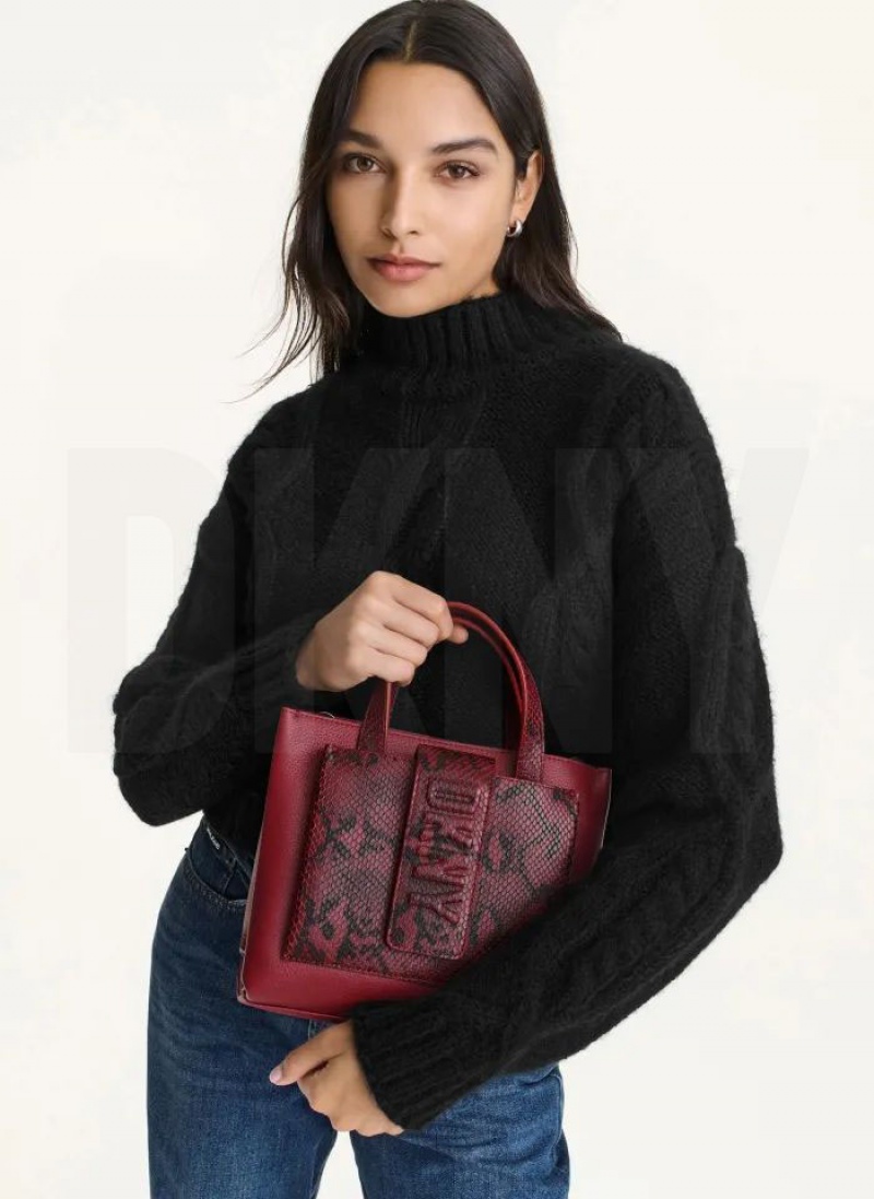 DKNY Uptown Exotic Leather Small Women's Tote Bags Red | Ireland_D0243