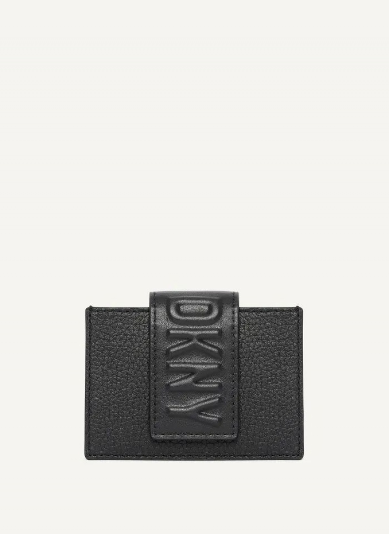 DKNY Uptown Leather Card Case Men\'s Wallets Black | Ireland_D1692