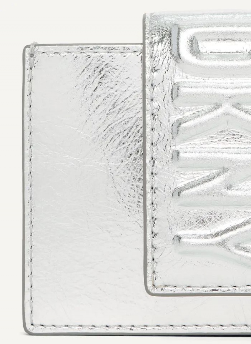 DKNY Uptown Leather Card Case Women's Wallets Silver | Ireland_D1146