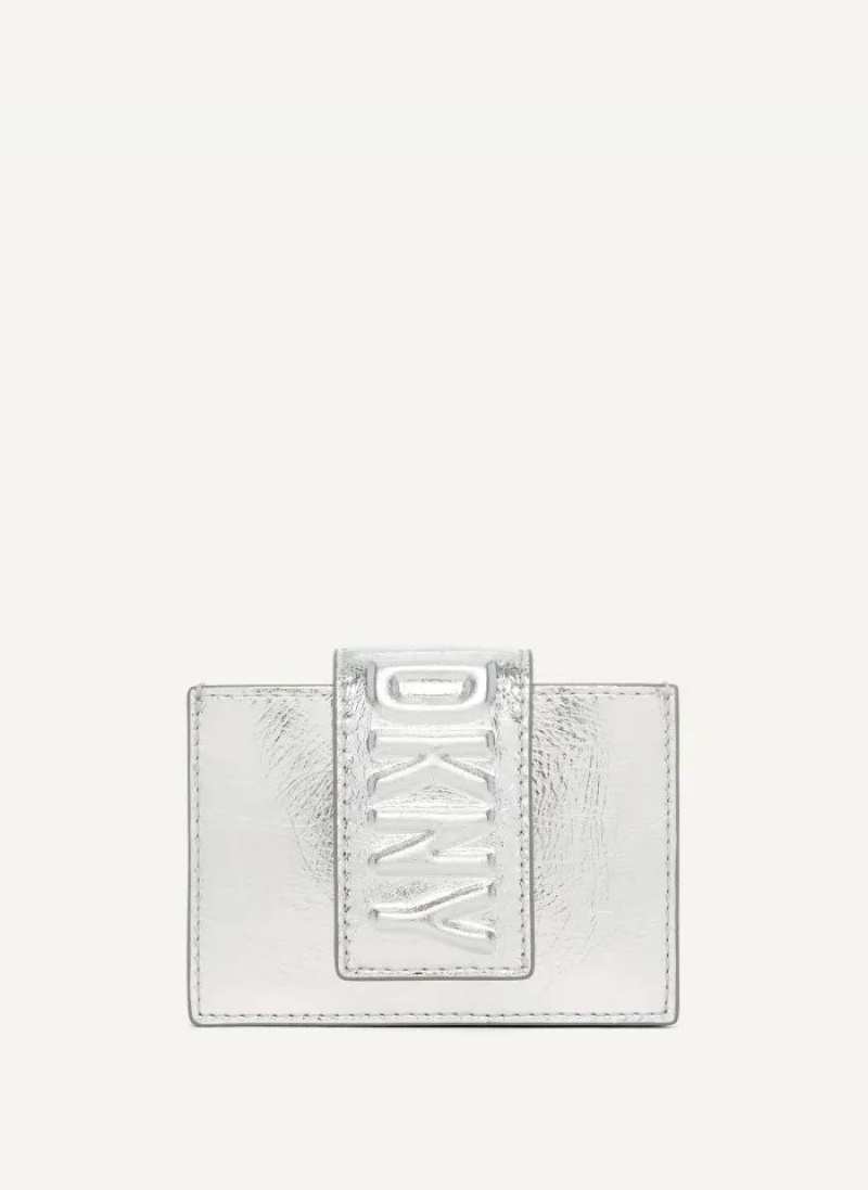 DKNY Uptown Leather Card Case Women\'s Wallets Silver | Ireland_D1146