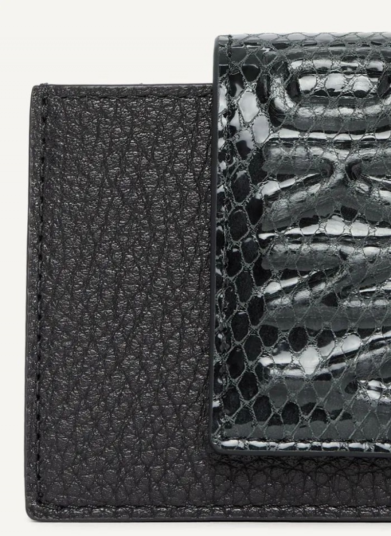 DKNY Uptown Leather Card Case Women's Wallets Black | Ireland_D1363