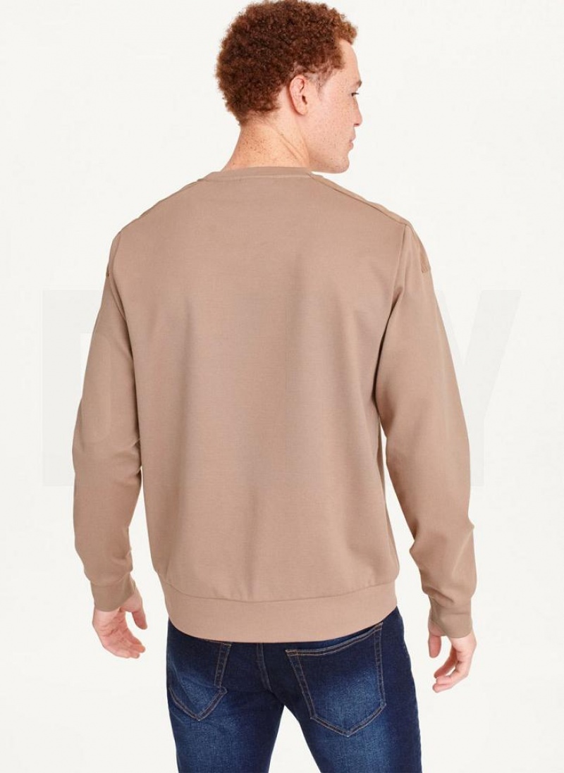 DKNY Utility Crewneck Men's T Shirts Brown | Ireland_D1697