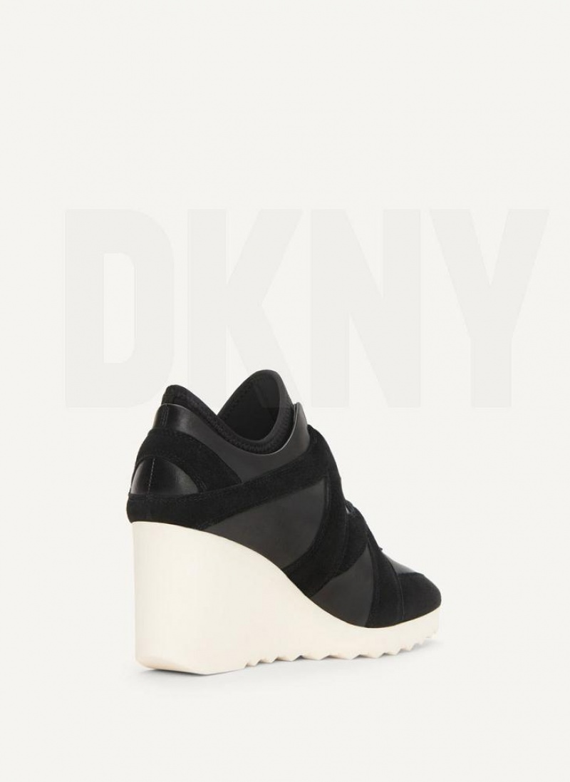 DKNY Velcro Wedge Women's Sneakers Black | Ireland_D1013