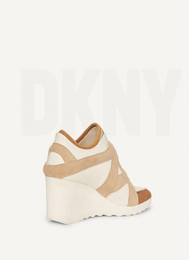 DKNY Velcro Wedge Women's Sneakers White | Ireland_D1810