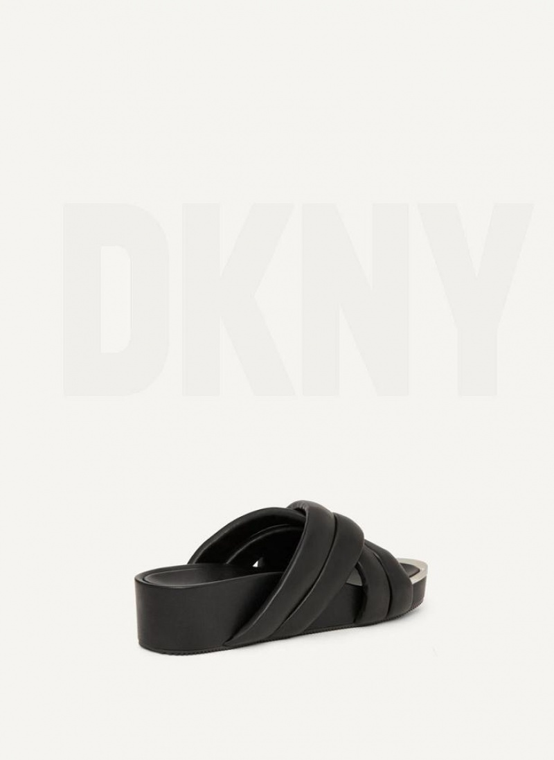 DKNY Vienna Puffy Strap Women's Slides Black | Ireland_D0365