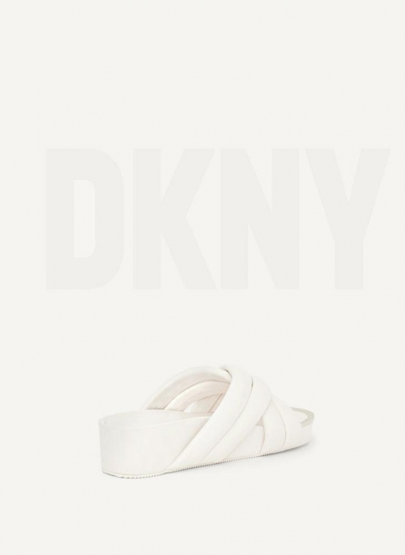 DKNY Vienna Puffy Strap Women's Slides White | Ireland_D0313