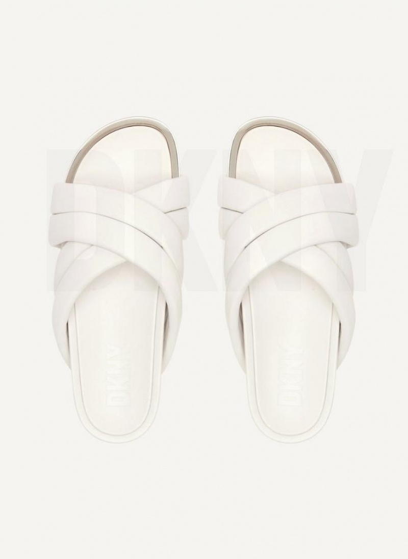 DKNY Vienna Puffy Strap Women's Slides White | Ireland_D0313