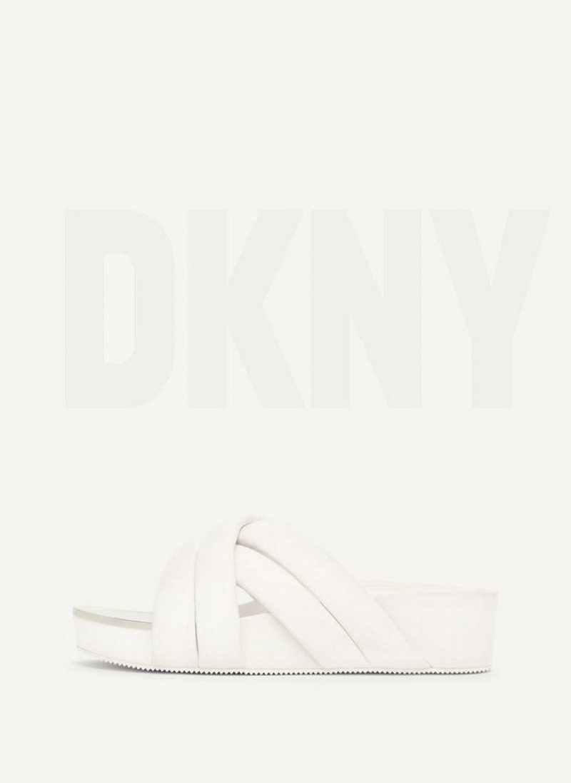 DKNY Vienna Puffy Strap Women\'s Slides White | Ireland_D0313