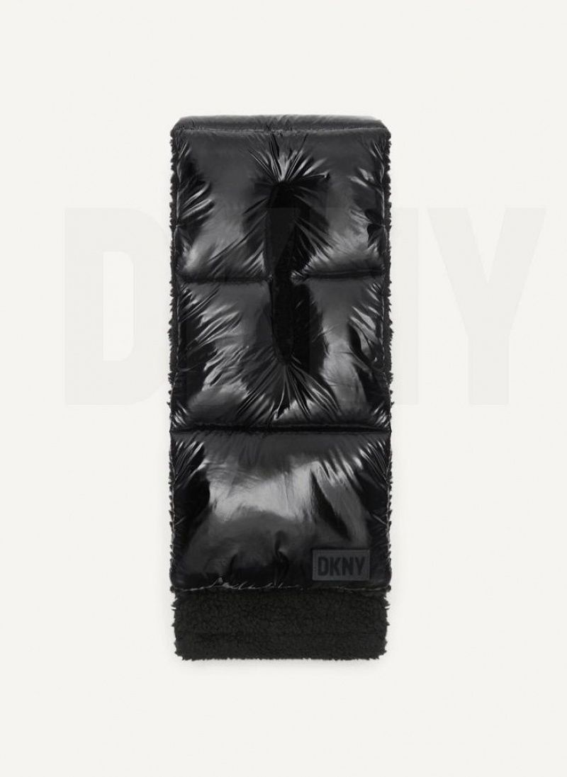 DKNY Wet Nylon Puffer Pull Through Women's Scarf Black | Ireland_D1553