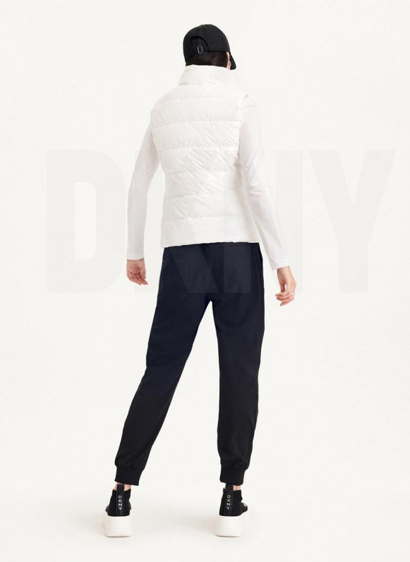 DKNY Wet Token Logo Puffer Vest Women's Coats White | Ireland_D1469