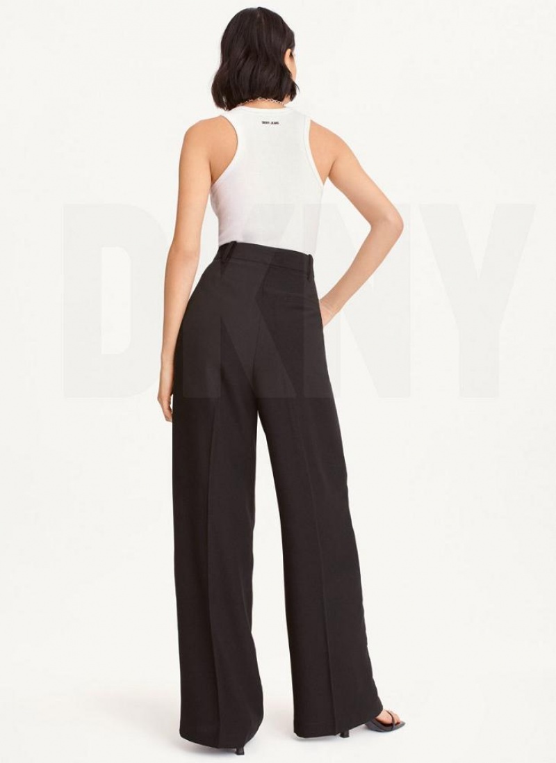 DKNY Wide Leg Crepe Women's Pants Black | Ireland_D0800