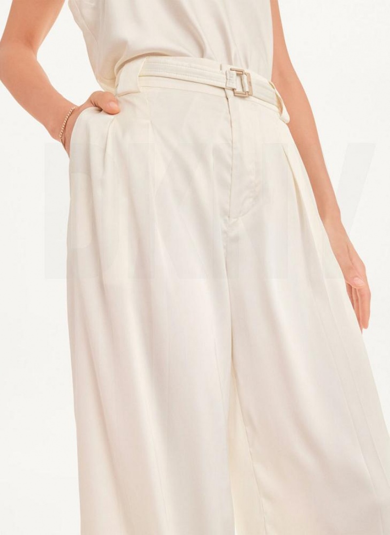 DKNY Wide Leg Women's Pants White | Ireland_D1383