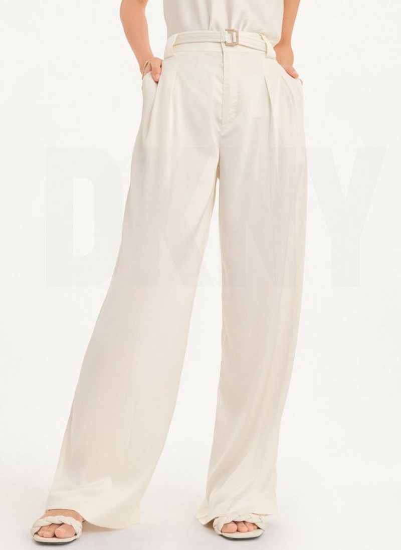 DKNY Wide Leg Women\'s Pants White | Ireland_D1383